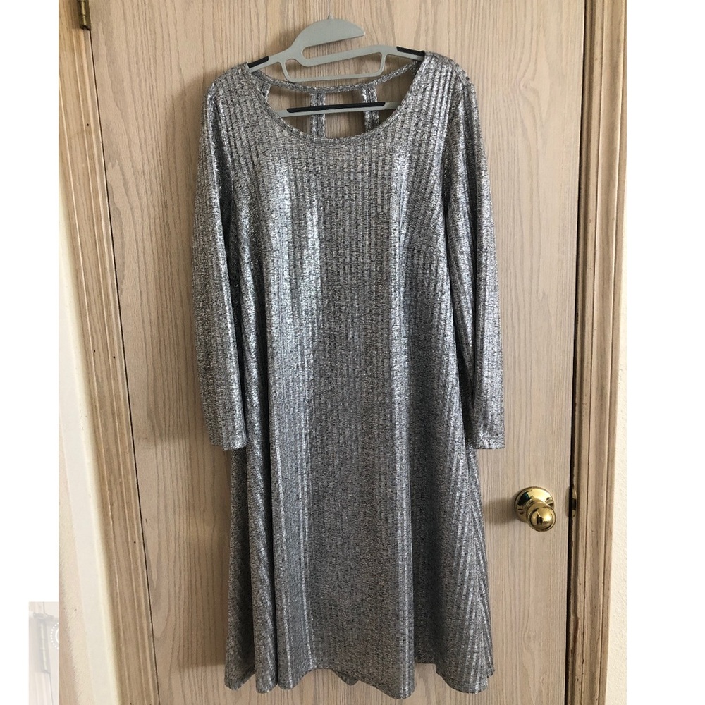 Torrid silver metallic ribbed Trapeze dress